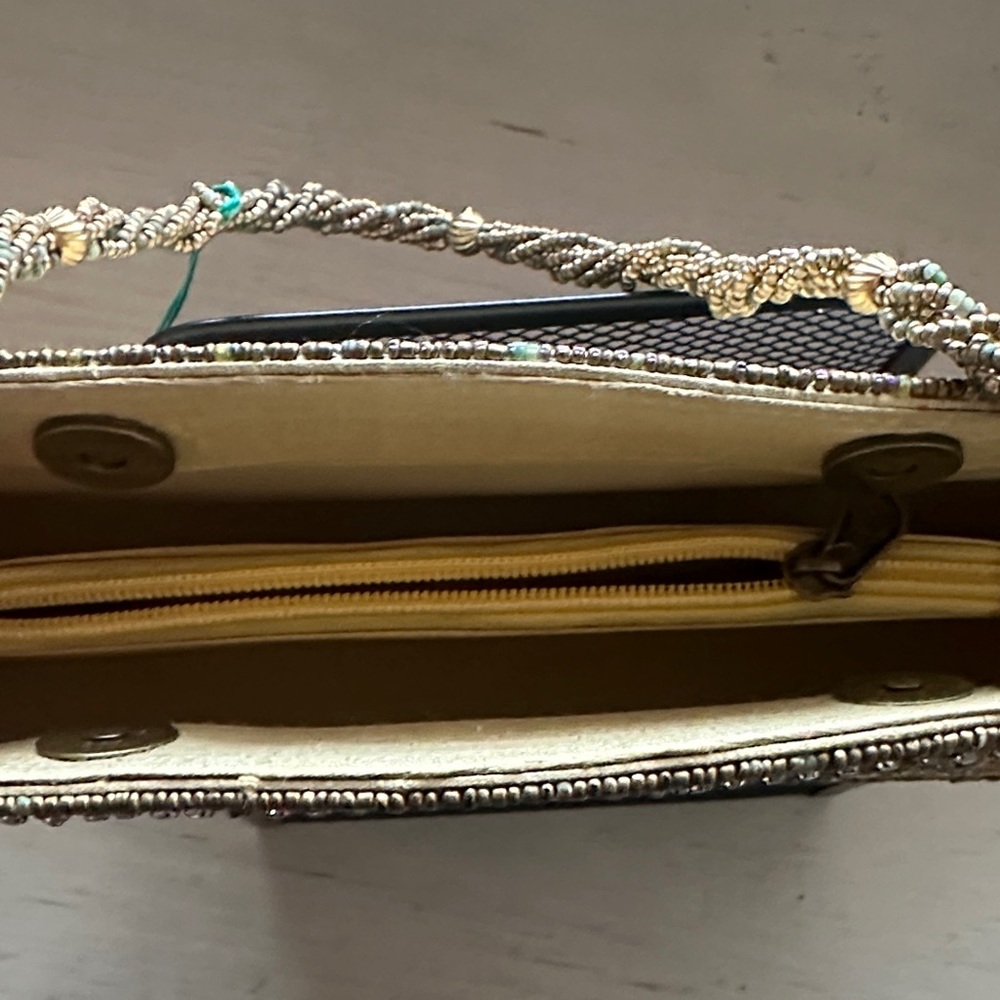 Sunbeam Gold and Brown Beaded Clutch - Picture 4 of 5